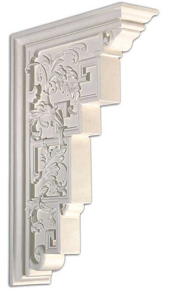 White corbel - 90 degree angel - Floral rosette design
